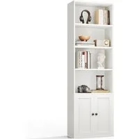 ODK Bücherregal mit Türen, Standregal mit 6 Ebenen, Höhe 176,4 cm, 1-tlg., Aufbewahrungsregal für Wohnzimmer, Homeoffice und Schlafzimmer