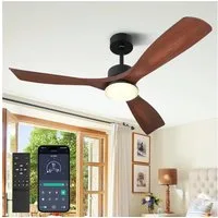 Rosnek Deckenventilator mit Beleuchtung 132 cm, dimmbare LED, 6 Geschwindigkeiten, Leiser DC-Motor, Fernbedienung & App, reversibel, für Schlafzimmer