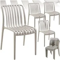 tectake Gartenstuhl Balkonstuhl, stapelbar, Belastbarkeit 110 kg, 47 x 58 x 80,5 cm (Terrassenstuhl Alcudia für Außen in Taupe, 4 St), wetterfest und UV-beständig, pflegeleicht, rutschfeste Gummischoner