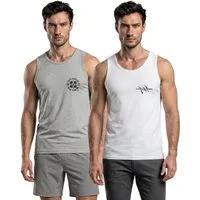 Psycho Urban Tanktop (Spar-Set, 2er Pack) mit Printaufdruck aus Baumwolle