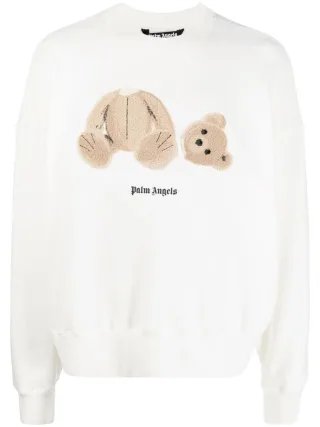 Palm Angels Bear Rundhals-Sweatshirt Weiß