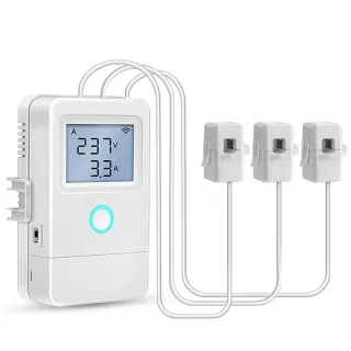 Tuya WiFi Smart Electricity Meter 3 Current Transformer 1 Way 16A Switch LCD Display Overheat Alarm Flame Retardant Mate