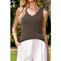 Arach&Cloz Tanktop Ärmelloses Stricktop mit V-Ausschnitt Weiches Cashmere-Feel Tanktop für Business & Alltag