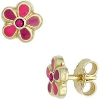 JOBO Paar Ohrstecker Blume, 333 Gold mit Glassteinen