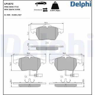Delphi Bremsbel?ge vorne Audi A4 A6 Seat Exeo Skoda Superb VW Passat