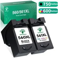 Greensky XXL Kompatibel für CANON 560 XL 561 XL PG-560XL CL-561XL Tintenpatrone (Kompatible für Pixma TS5350 TS7450 TS5351 TS5352 TS5353 TS7451 Drucker)