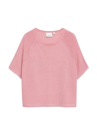 comma - Kurzärmeliger Strickpullover pink - Gr. - S