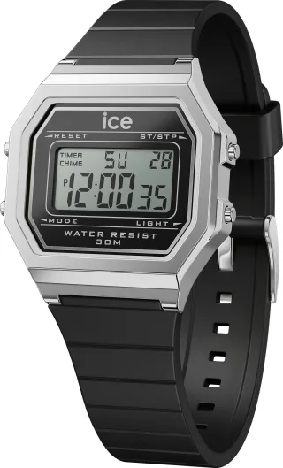 Ice Watch Ice Digit Retro - Black Silver Schwarz Damen Armbanduhr 022063 - S