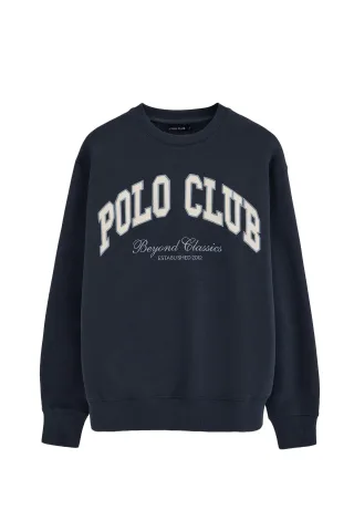 Sweatshirt marineblau im Loose Fit mit Polo Club Logo
