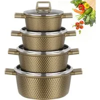 HOMELUX Topf-Set 8-tlg Kochtopf Set Induktions 20/24/28/32cm Töpfe Set mit Deckel, Aluminium (Kochtöpfe Induktions für Alle Herdarten), Induktion, Antihaft-beschichtung