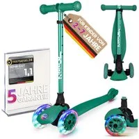 KINNAZ Dreiradscooter ab 2 Jahre LED, faltbar, Höhe flexibel, Kinderoller, Scooter, Roller, (Kinderroller, kinnaz ONE), Händler aus Hamburg