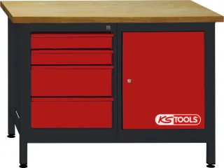 KS Tools Werkbank mit 4 Schubladen und 1 Tür, H840xB1200xT500mm - 865.0006