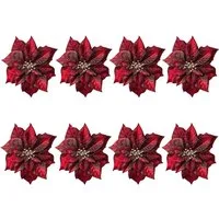 Creativ deco Weihnachtsbaumklammer Weihnachtsdeko, Christbaumschmuck (8-tlg), Weihnachtsstern-Blüte, mit Clip zum Befestigen, Ø ca. 17 cm