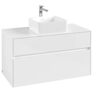 Villeroy und Boch Collaro Waschtischunterschrank C03800DH 100 x 54,8 x 50 cm, Waschtisch mittig, Glossy White