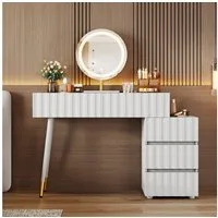 Flieks Schminktisch, Frisiertisch Schminkkommode mit Spiegel und Schubladen 100x40x127cm