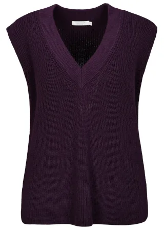 CLARINA - V-Pullunder, uni aubergine - Gr. - 36