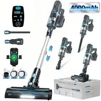 Grenintol Akku-Hand-und Stielstaubsauger Akku-Staubsauger 80.000 Pa, kabelloser Stielstaubsauger mit HEPA, 500 W, beutellos, inkl. Akku, Ladegerät, Wandhalterung und Zubehör