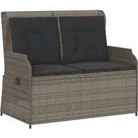 vidaXL Loungesofa Gartenbank Verstellbar mit Kissen Grau Poly Rattan, 1 Teile