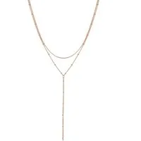Hey Happiness Y-Kette Duo Erbsen & Schlangen Kette, wasserfest, Layer Damen Edelstahlkette 18K Roségold vergoldet