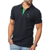 DAILY COTTON Poloshirt in Kurzarm als Freizeit Polo T-Shirt - Polo-Hemd für Herren (1-tlg) Männer Polohemd im Regular-Fit in Piqué-Qualität mit Palmen-Logo
