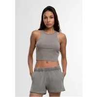 URBAN CLASSICS T-Shirt Ladies Washed Rib Jersey Cropped Top