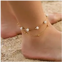 KARMA Fußkette Kristalle Silber od. Gold 21 cm modern filigrane Fusskette (Kristallfußkette, 1-tlg., Abendmode Accessoires), Fußschmuck Fußkettchen Urlaub Strand