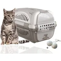 Rohrschneider Tiertransportbox Transportbox Katze, Katzenbox, Hundebox, Transportbox Hund - grau