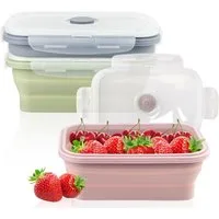 FOUORTUNATE-BEE Lunchbox 3 Stück 550ML Faltbare Lunchbox Silikon Faltbare Brotdose mit Deckel, (Faltbare Frischhalteboxen, 3-tlg)