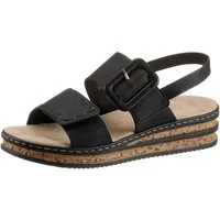 Rieker Keilsandalette, Sommerschuh, Sandale, Keilabsatz, mit modischer Schmuckspange