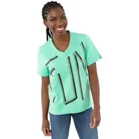Estefania for woman Kurzarmshirt 194-1114, "FUN" mit Strassbesatz seitliche Schlitze am Saum