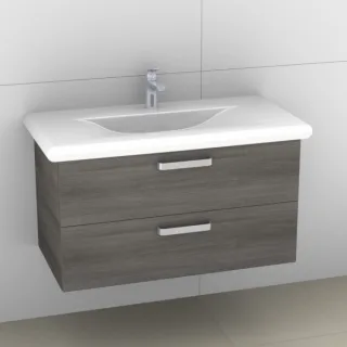 Artiqua 415 Waschtischunterschrank für Living Style 814437 Graphit Struktur quer, 415-WU2L-L18-7098- 415-WU2L-L18-7098-401
