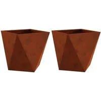 vidaXL Blumentopf Pflanzkübel 2 Stk. Rostig 40 x 40 x 40 cm Wetterfeststahl (2 St)