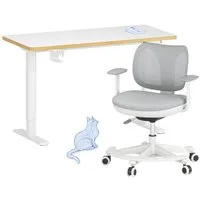 FLEXISPOT Schreibtisch Kinderschreibtisch Höhenverstellbar (16mm Abgerundete Tischecken, LED-Display & 3 Speichertaste), MIT 2xHaken& 1xBecherhalter, Kindertisch Stuhl Set