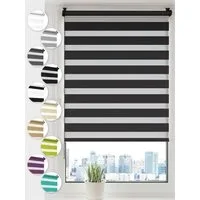 Doppelrollo Klemmfix ohne Bohren Rollos für Fenster und Tür Seitenzugrollo, Sonello, blickdicht, ohne Bohren, freihängend, Klemmfix, 30cm x 130cm Schwarz Duo Rollo, Lichtschutz, Jalousie mit Klemmträger