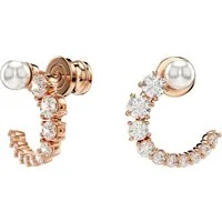 Swarovski Paar Creolen Schmuck Geschenk Matrix Ohrringe, mit Swarovski® Zirkonia (synth) - mit Swarovski® Perle
