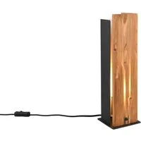 TRIO Leuchten LED Tischleuchte, Dimmfunktion, LED wechselbar, warmweiß, Große rustikale Holz-lampe für Fensterbank & Beistelltisch