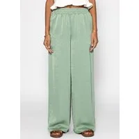 SASSYCLASSY Stoffhose Fließende Satin Stoffhose Damen mit Wide Leg Elegante Palazzohose aus Satinstoff mit Taschen Beige Braun Grau Taupe