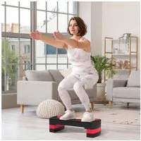 HOMCOM Stepper höhenverstellbar mit 3 Stufen, Fitness Heimtrainer (Aerobic-Stepper, 1-tlg., Steppbrett), für Indoor, Outdoor, Schwarz+Rot
