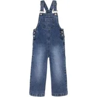 vertbaudet Jumpsuit Mädchen Jeans-Latzhose mit weitem Bein