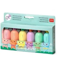 Legami Filzstift Set mit 6 Mini-Textmarkern in Karotteform, Pastellfarben, Tinte auf Wasserbasis, schnell trocknend, für feine und dicke Striche