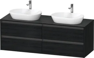Duravit Ketho.2 Konsolenwaschtischunterbau wandhängend Eiche Schwarz Matt 1600x550x568 mm - K24899B1 K24899B16160000