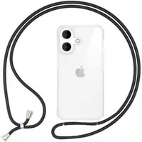 Nalia Handykette Apple iPhone 16 15,5 cm (6,1 Zoll), Klare Hülle mit Band zum Umhängen / Crossbody Transparent Case & Kette