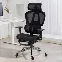AMBINESS Bürostuhl Schreibtischstuhl, verstellbare Armlehnen & Kopfteil, 6 Modelle (Ergonomisch, stufenlos verstellbare Lendenstütze), inkl. 2 Rollensets, bis 150kg