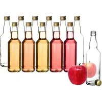 BigDean Trinkflasche Glasflaschen, 12x Glasflaschen, 500ml, Schraubverschluss, Gold