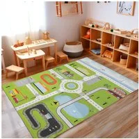 Carpettex Kinderteppich Straßenteppich, Rechteckig, Höhe: 7 mm, Kinderteppich Straßenteppich Teppich Kinderzimmer Rutschfest Waschbar