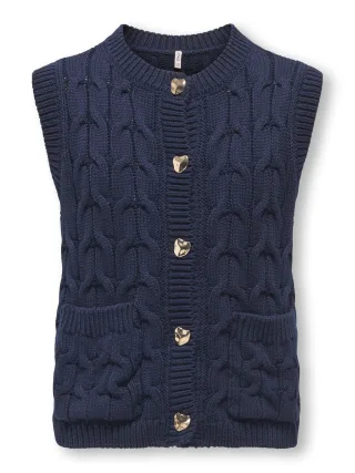KIDS ONLY - KOGPEPPE CABLE BUTTON VEST KNT Navy Blazer - Gr. - 140