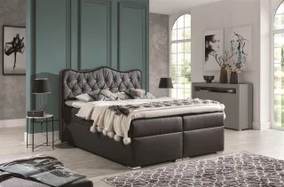 Boxspringbett Schlafzimmerbett SAHAN 140x200cm Kunstleder Anthrazit