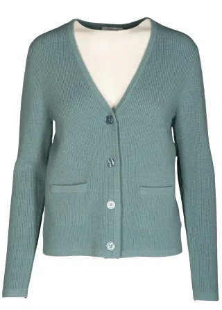 CLARINA - V-Cardigan, 1/1 Arm, uni ozean gruen - Gr. - 44
