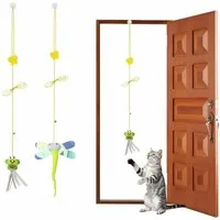 FOUORTUNATE-BEE Tier-Beschäftigungsspielzeug Elastischer Türrahmen-Katzenspielzeug 2er-Set für interaktives Spiel, Stil2, Spaßige Vogel-Spielzeuge für Katzen, ideal für Zuhause und Türen