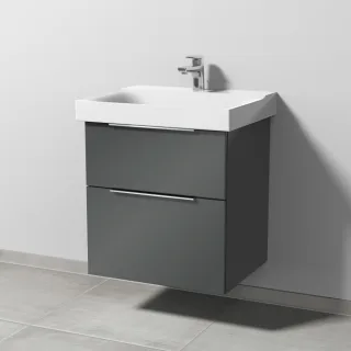Sanipa 3way Waschtischunterbau zu Geberit Xeno2 Waschtisch mit 2 Auszügen, Anthrazit-Glanz UF66079